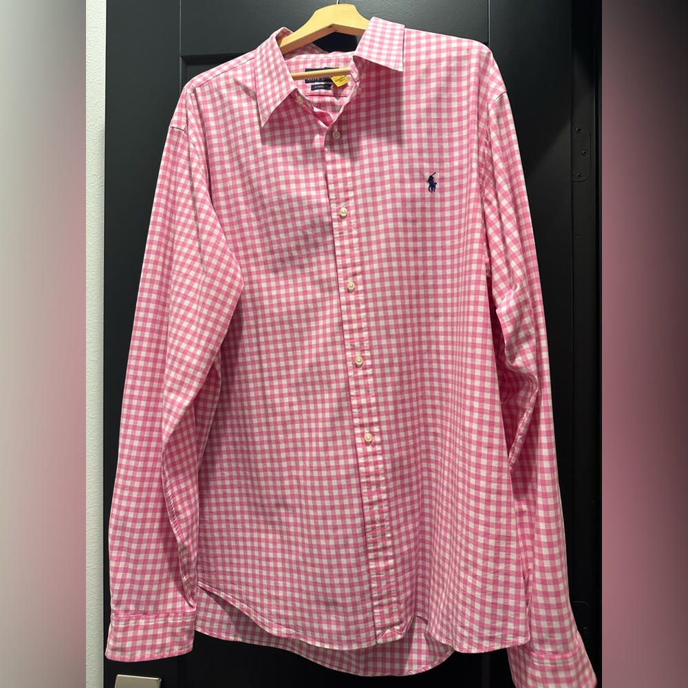 Polo Ralph Lauren pink gingham button down, men’s XXL